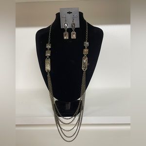Layered necklace and earring set